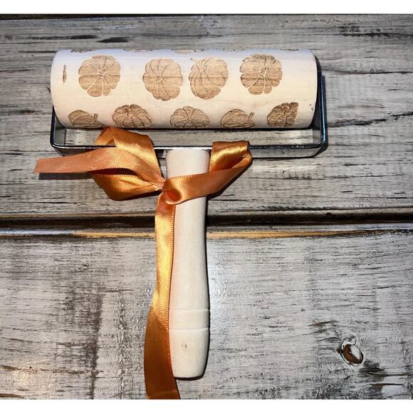 Unbranded Other - Pumpkin Embossed Wooden Rolling Pin Fall Thanksgiving Cookies, Dough, Baking